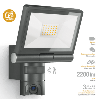 Steinel XLED CAM 1 SC - Outdoor Security Spotlight with Camera, Intercom, and Motion Sensor Floodlight